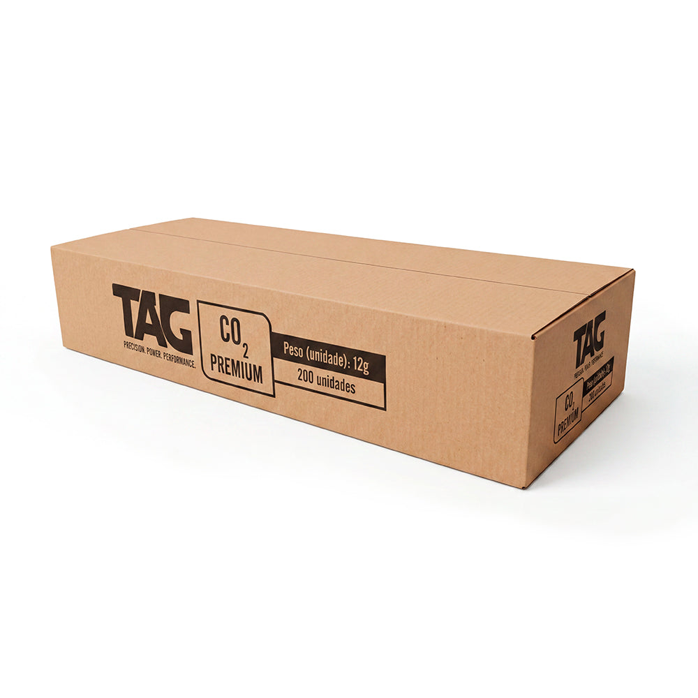 Cápsula de CO2 Premium 12g TAG Bulk Caixa com 200 Unidades