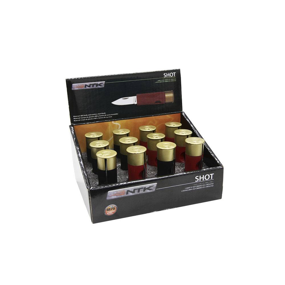 Canivete Shot TAG em formato de cartucho caixa com 12 unidades