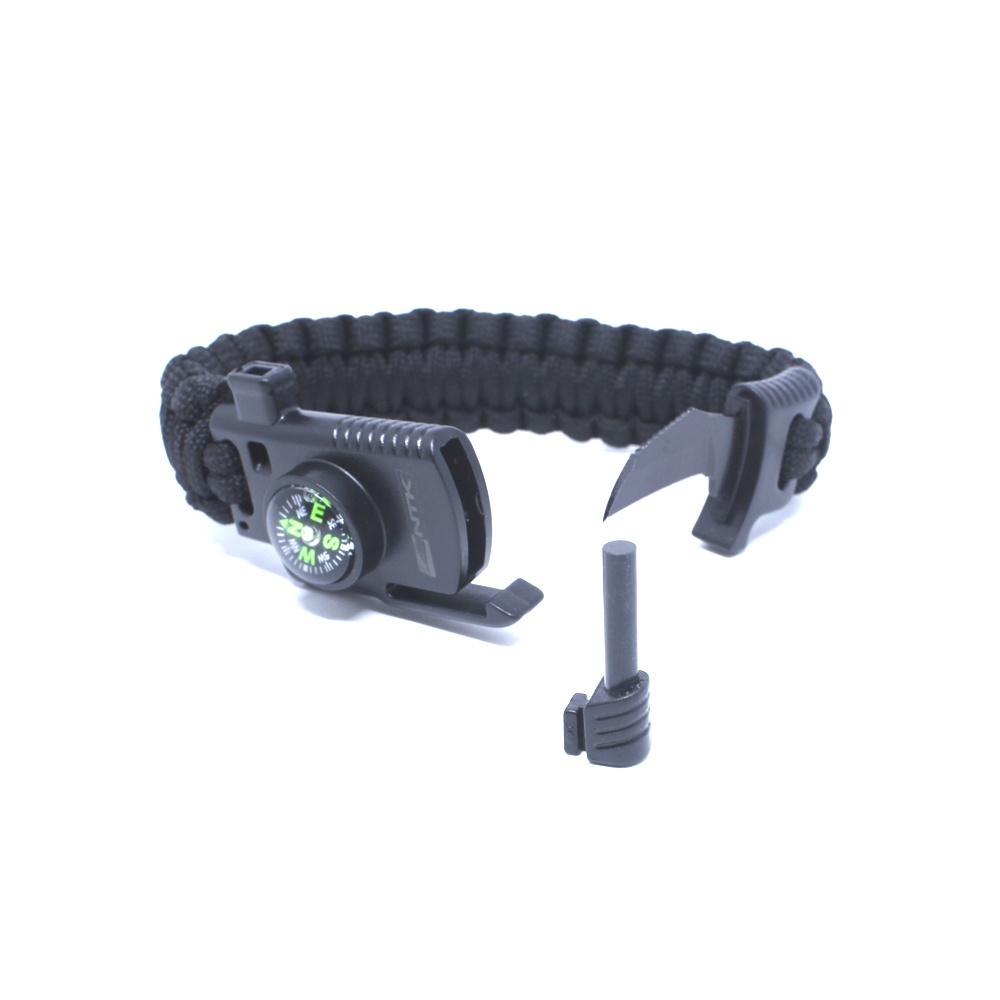 Pulseira Paracord GAC TAG com bússola e iniciador de fogo