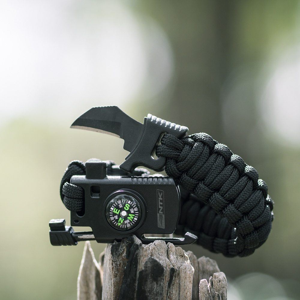 Pulseira Paracord GAC TAG com bússola e iniciador de fogo