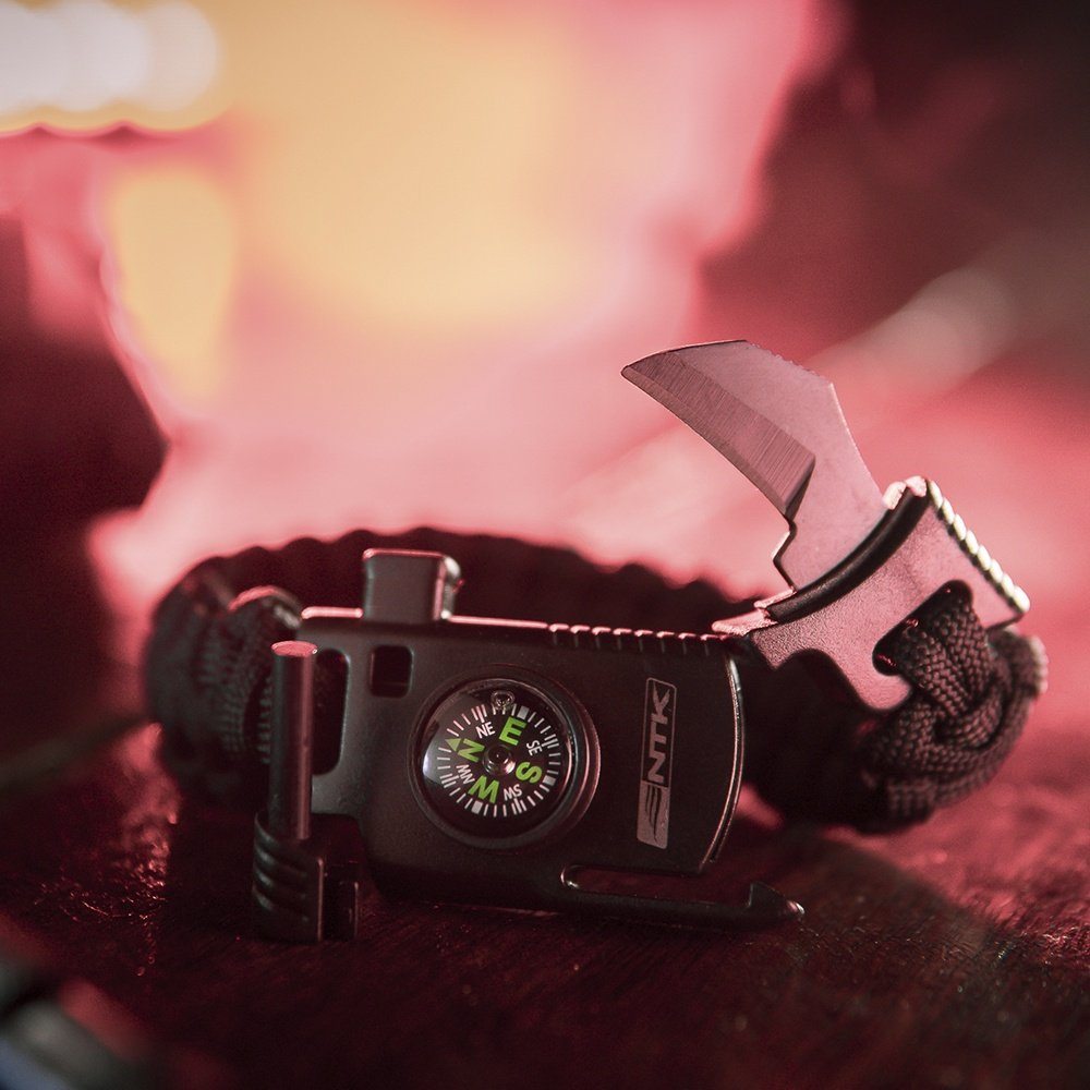 Pulseira Paracord GAC TAG com bússola e iniciador de fogo