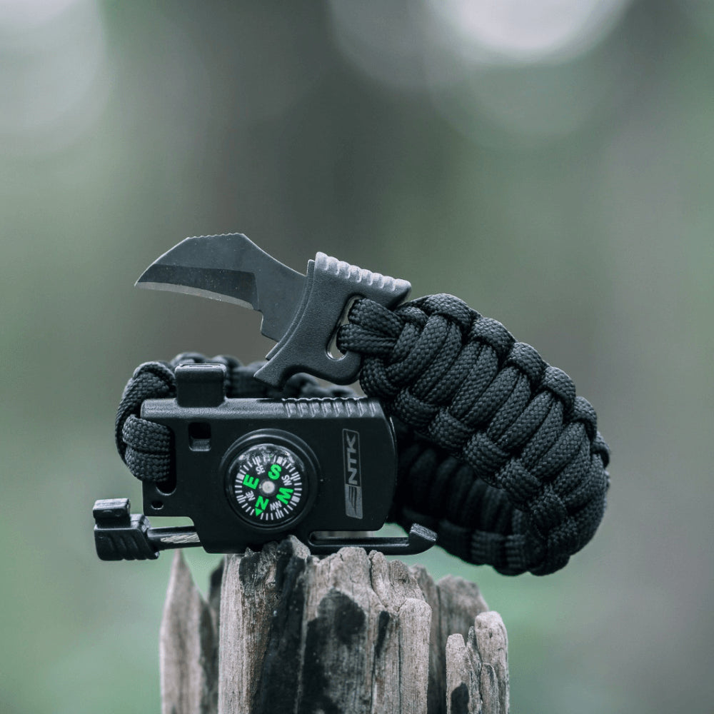 Pulseira Paracord GAC TAG com bússola e iniciador de fogo