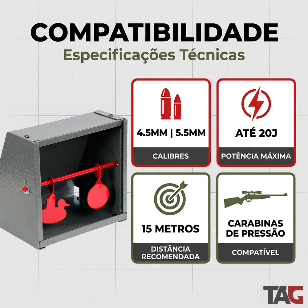 Alvo Coletor TAG Swing Duplo para Carabina 4.5mm e 5.5mm