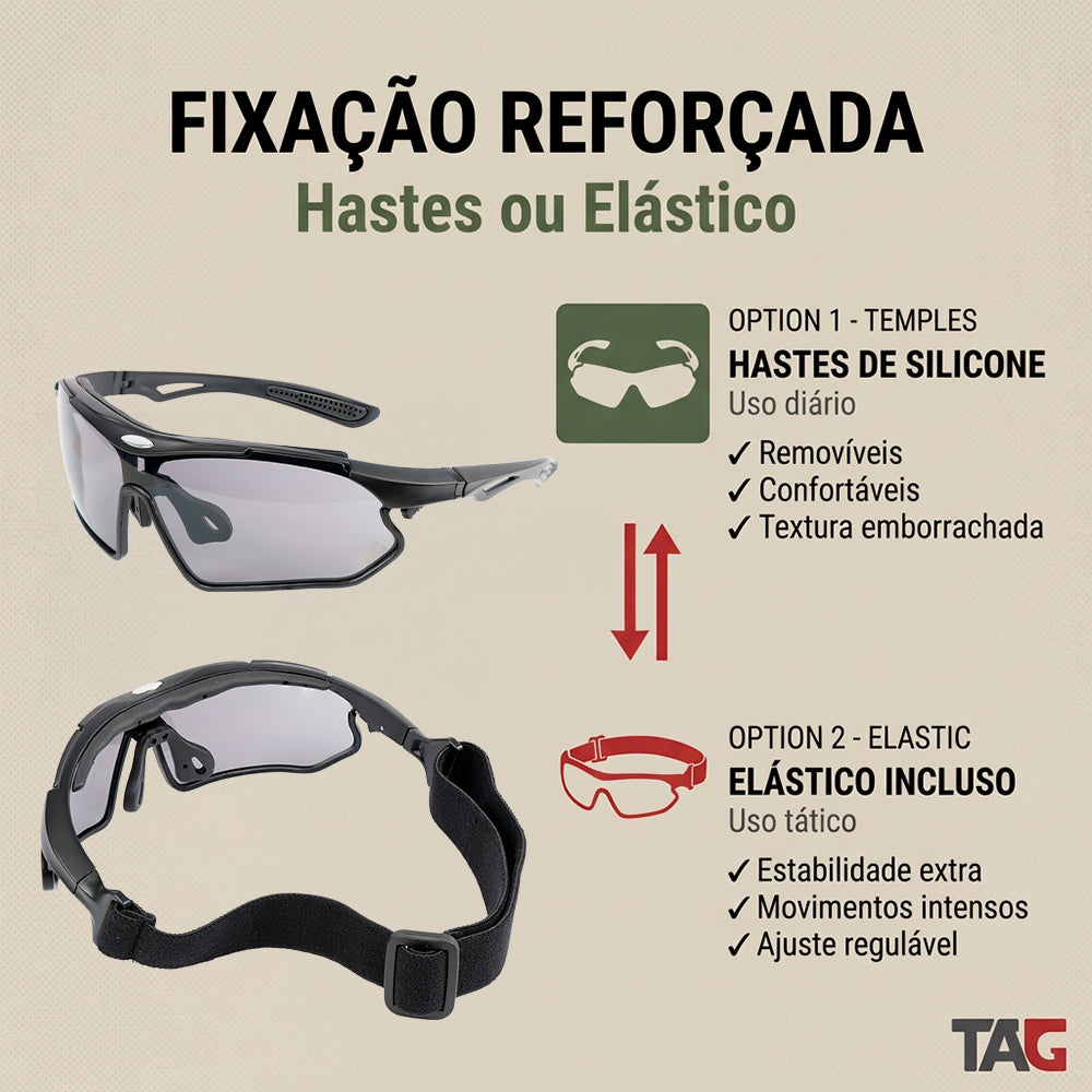 Óculos Tático Ghost com 3 Lentes UV 400 TAG