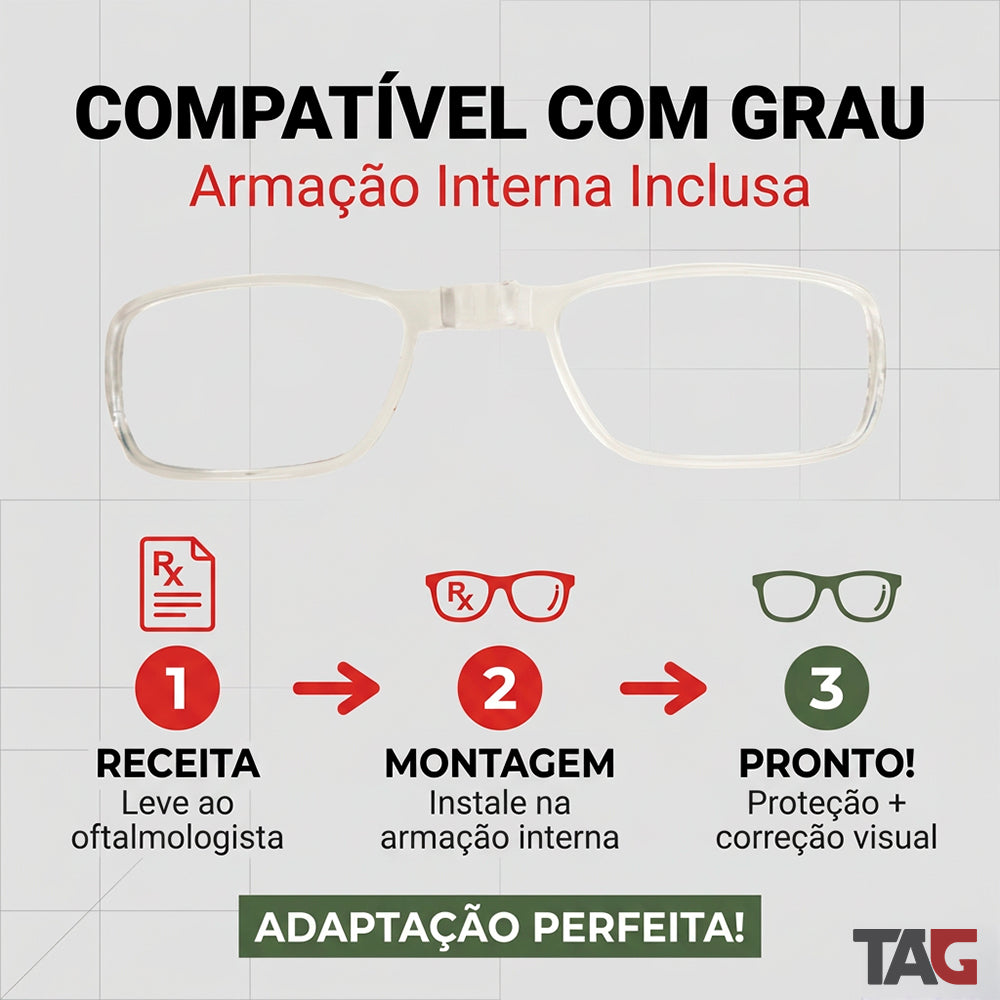 Óculos Tático Ghost com 3 Lentes UV 400 TAG