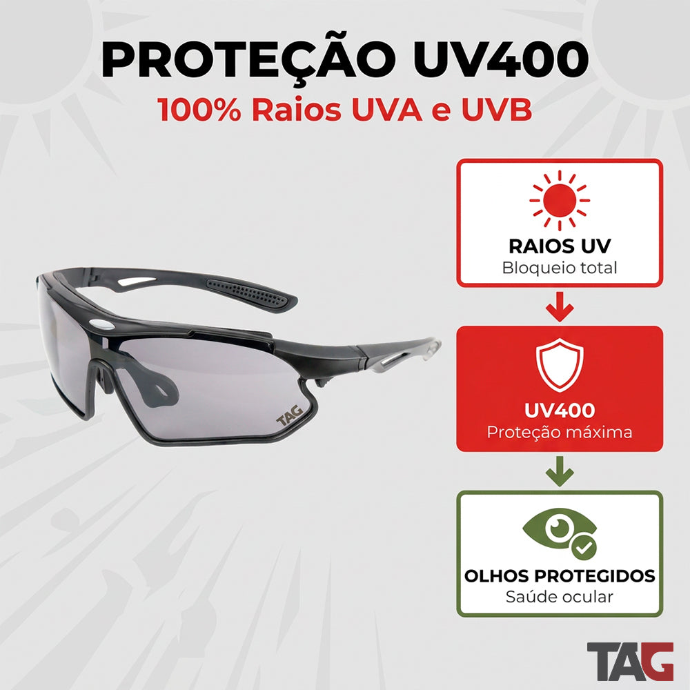 Óculos Tático Ghost com 3 Lentes UV 400 TAG