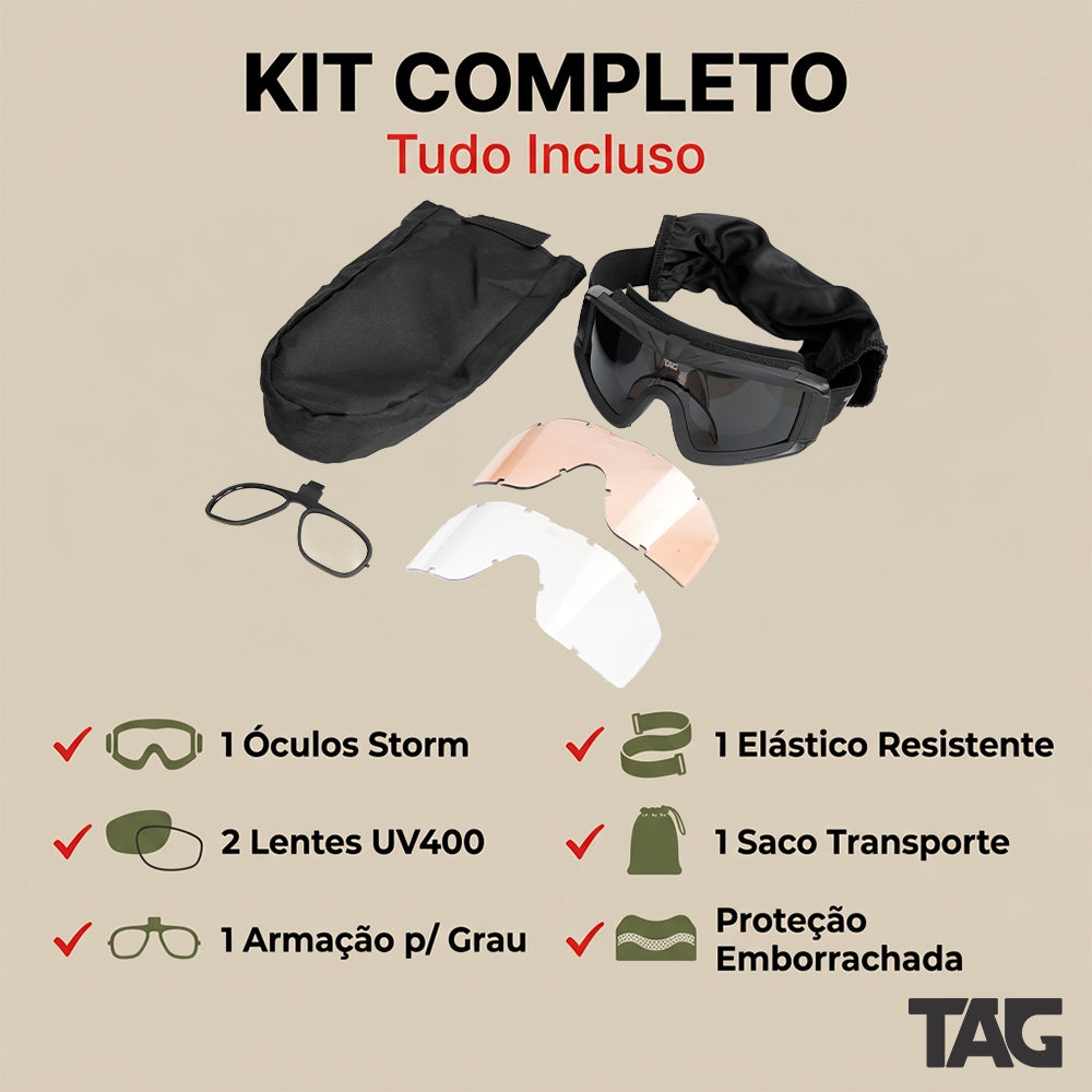 Óculos Tático Storm TAG com 2 Lentes UV 400