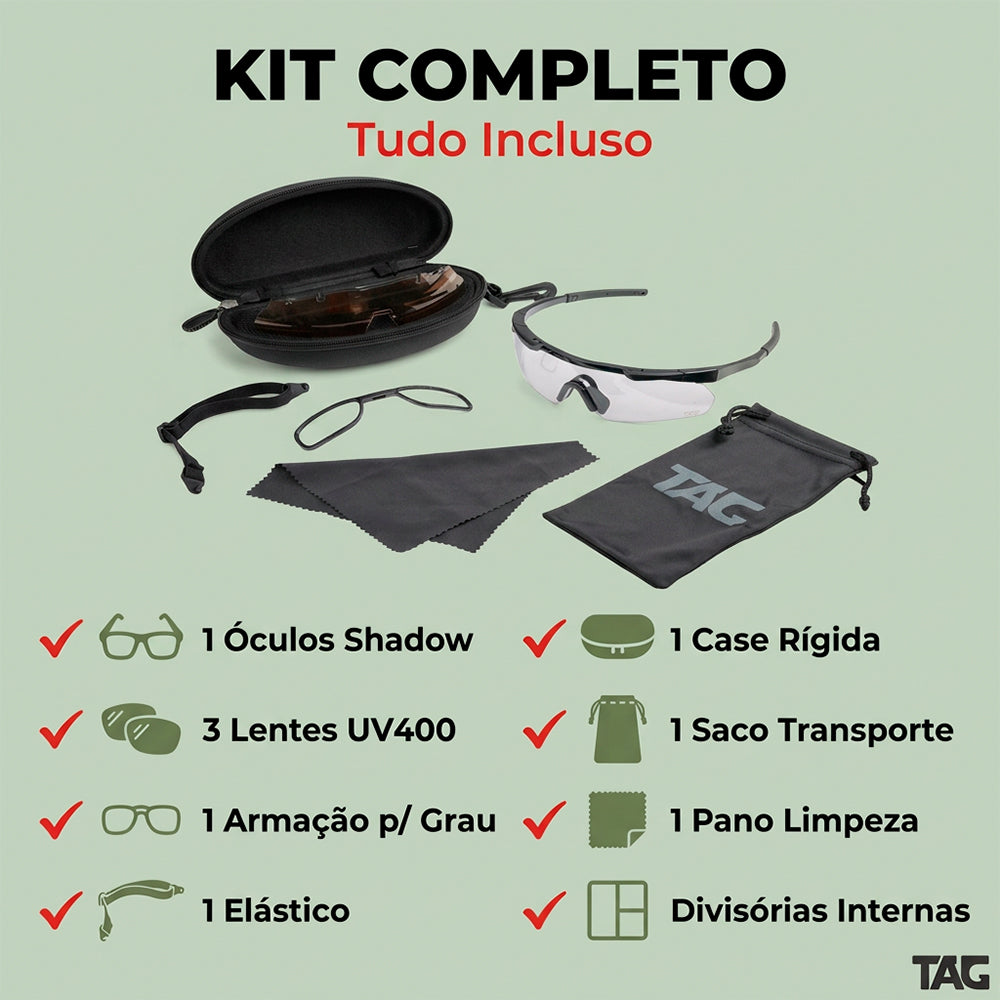 Óculos Tático Shadow 3 Lentes UV 400 TAG