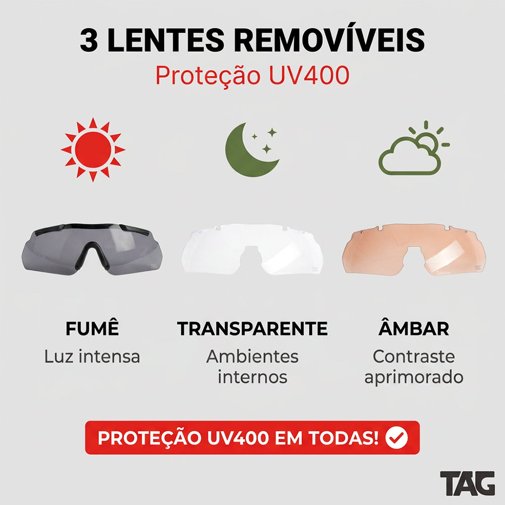 Óculos Tático Shadow 3 Lentes UV 400 TAG