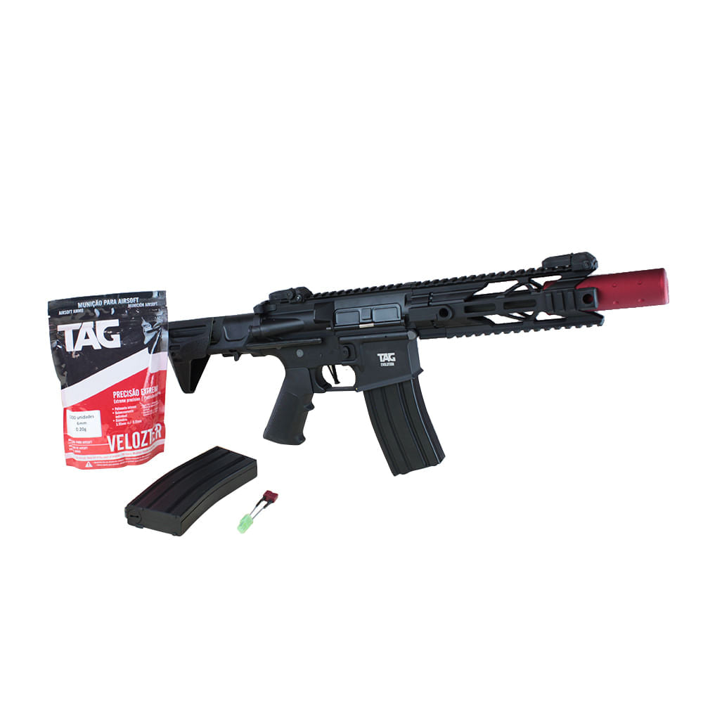 Rifle de airsoft elétrico Power Evolution 6mm tipo AEG full metal TAG