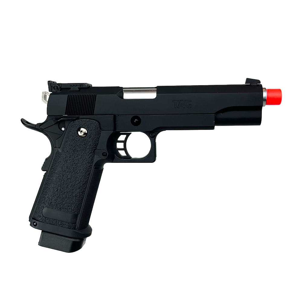 Pistola de Airsoft TAG GBB 1911 Custer com hop up ajustável calibre 6mm