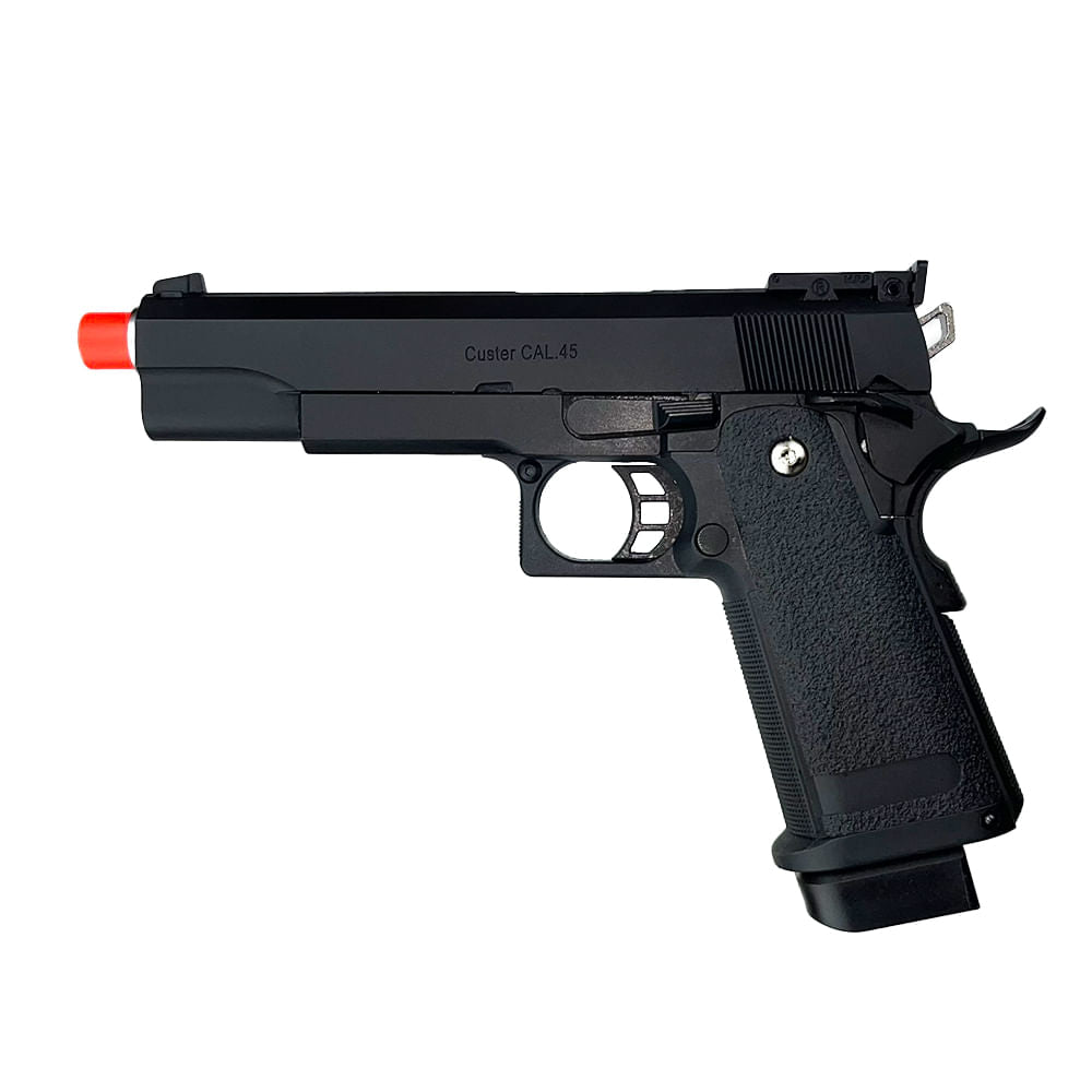 Pistola de Airsoft TAG GBB 1911 Custer com hop up ajustável calibre 6mm