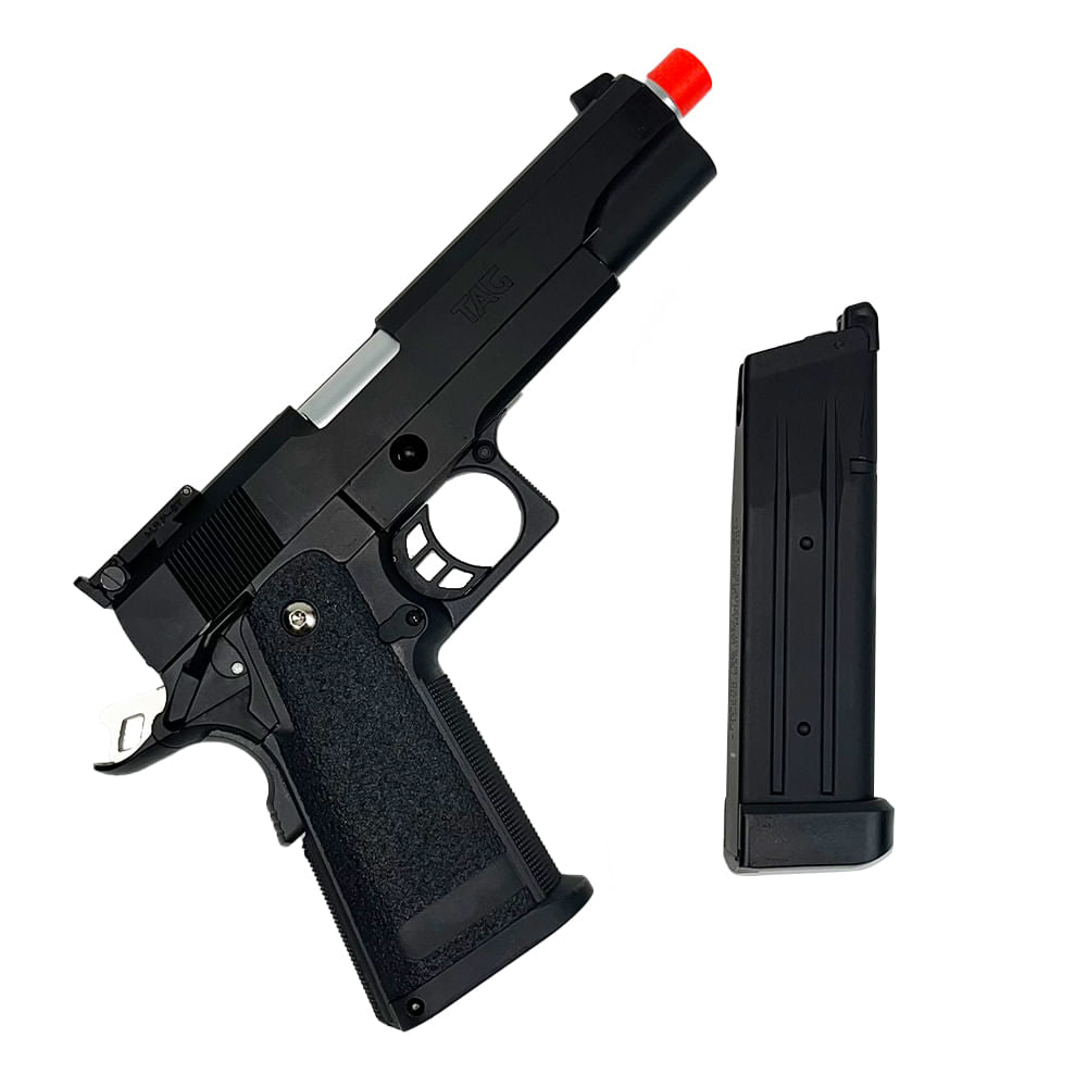 Pistola de Airsoft TAG GBB 1911 Custer com hop up ajustável calibre 6mm
