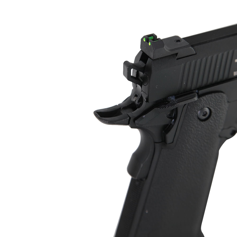 Pistola de airsoft Black Whisper híbrida 6mm Green Gás com Blowback TAG