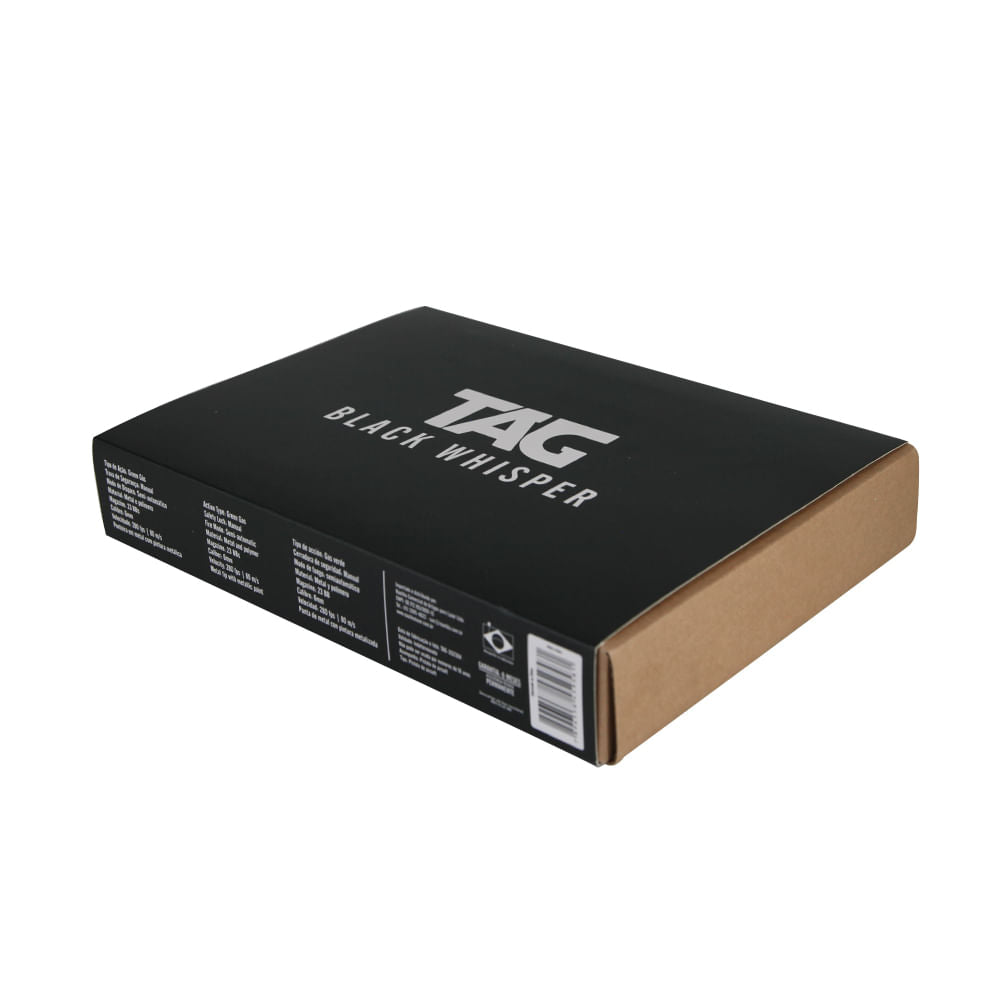 Pistola de airsoft Black Whisper híbrida 6mm Green Gás com Blowback TAG