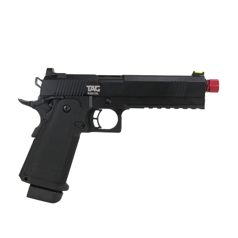 Pistola de airsoft Black Evil 6mm Green Gás com Blowback TAG