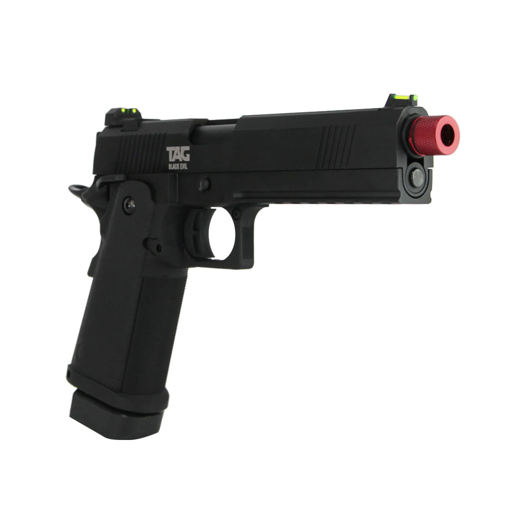 Pistola de airsoft Black Evil 6mm Green Gás com Blowback TAG