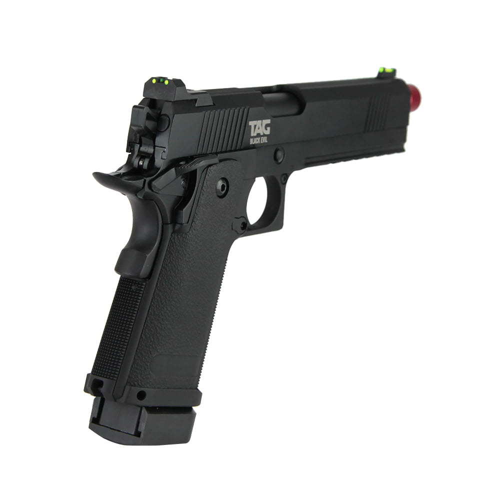Pistola de airsoft Black Evil 6mm Green Gás com Blowback TAG