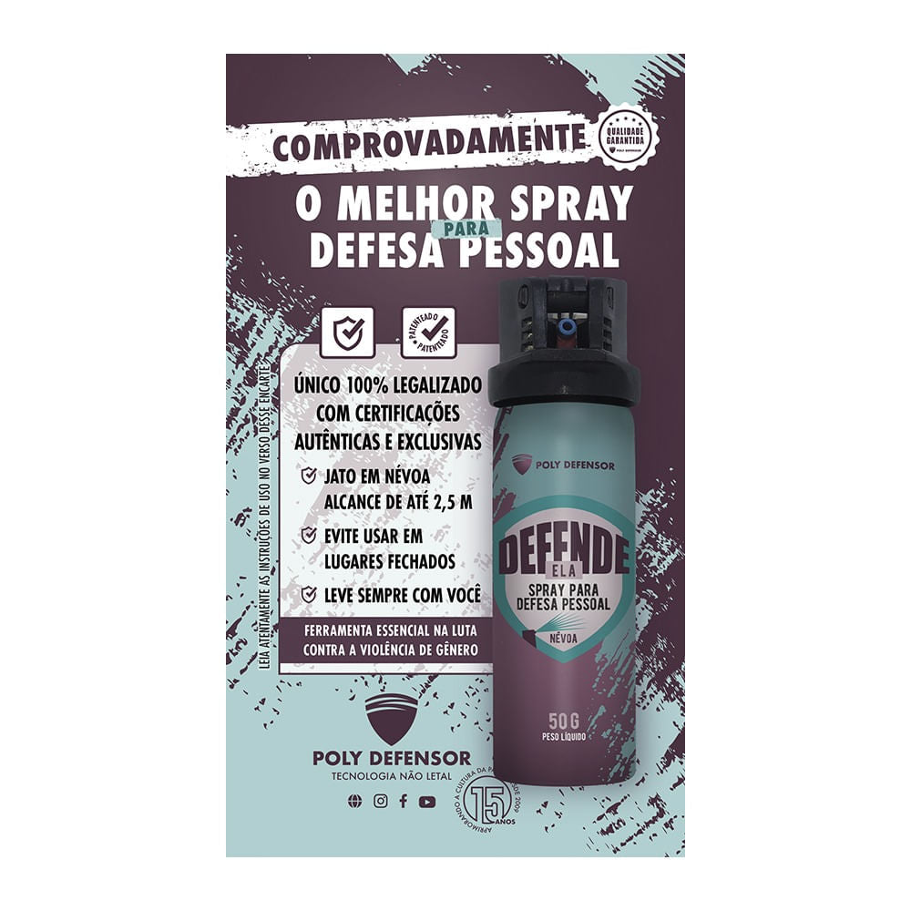 Spray para defesa pessoal da mulher Defende Ela da Poly Defensor em névoa 50g