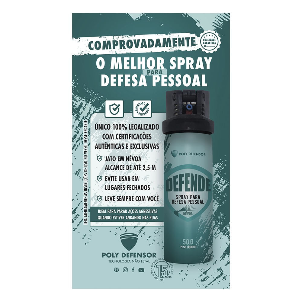 Spray para defesa pessoal Defende da Poly Defensor em névoa 50g