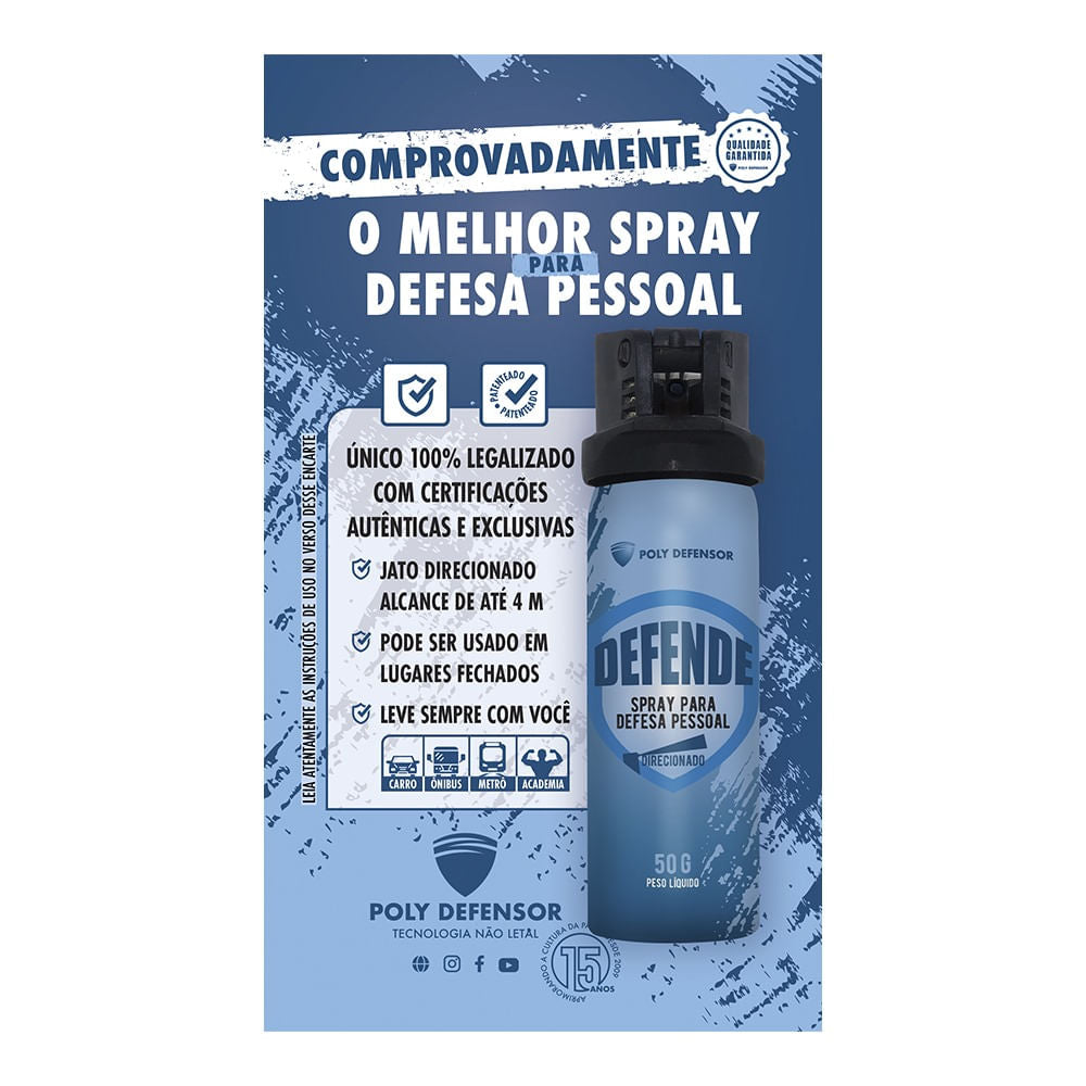 Spray para defesa pessoal Defende da Poly Defensor de jato direcionado 50g