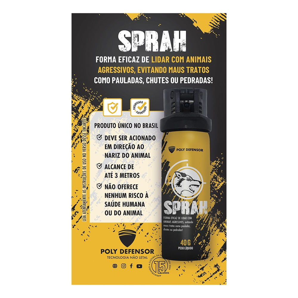 Spray repelente contra animais hostis Sprah da Poly Defensor 40g