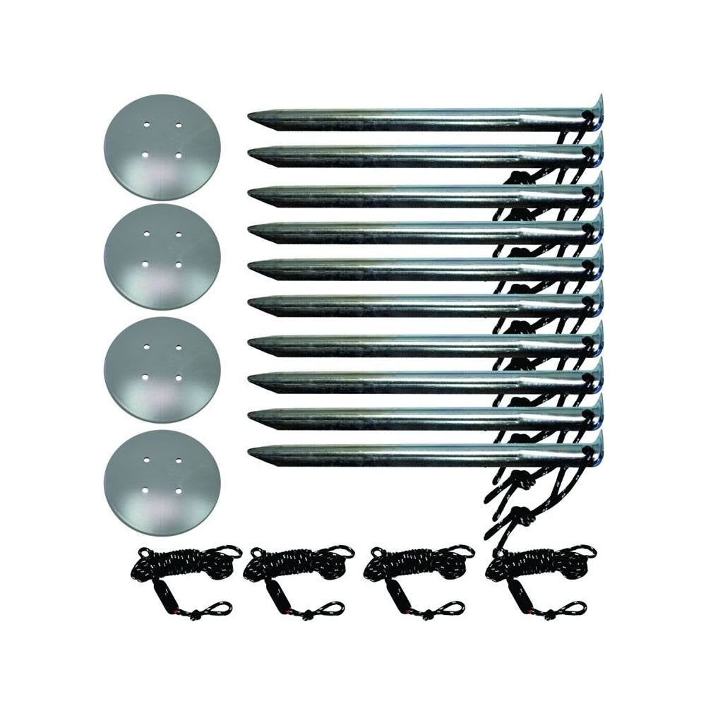 Conjunto de Estacas de Ferro Galvanizado para Barraca e Gazebo NTK com Discos de Ancoragem