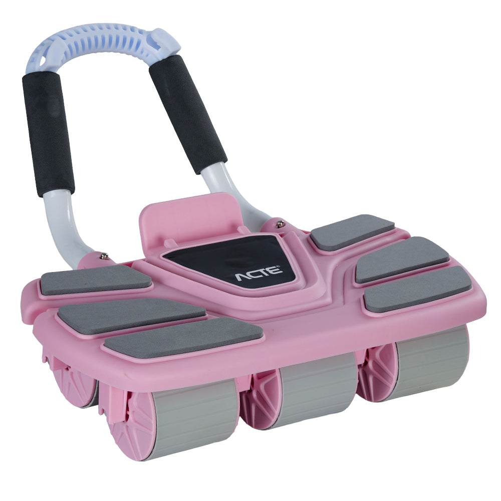 Roda Abdominal AB Roller com 6 Rodas - Rosa