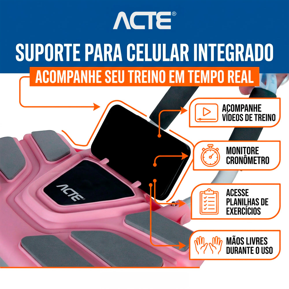 Roda Abdominal AB Roller com 6 Rodas - Rosa