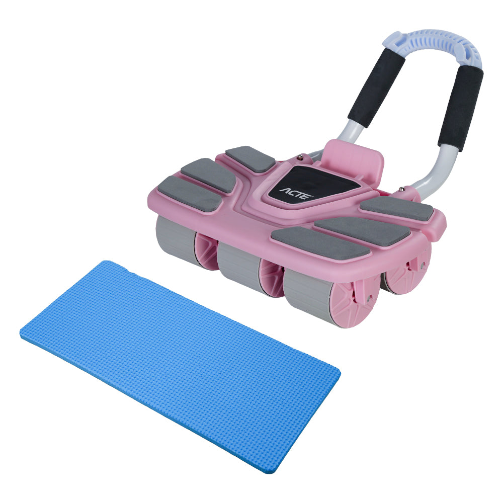Roda Abdominal AB Roller com 6 Rodas - Rosa