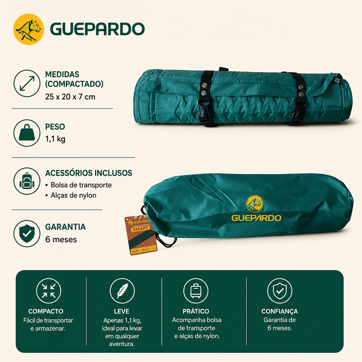 Colchonete Autoinflável Smart Guepardo