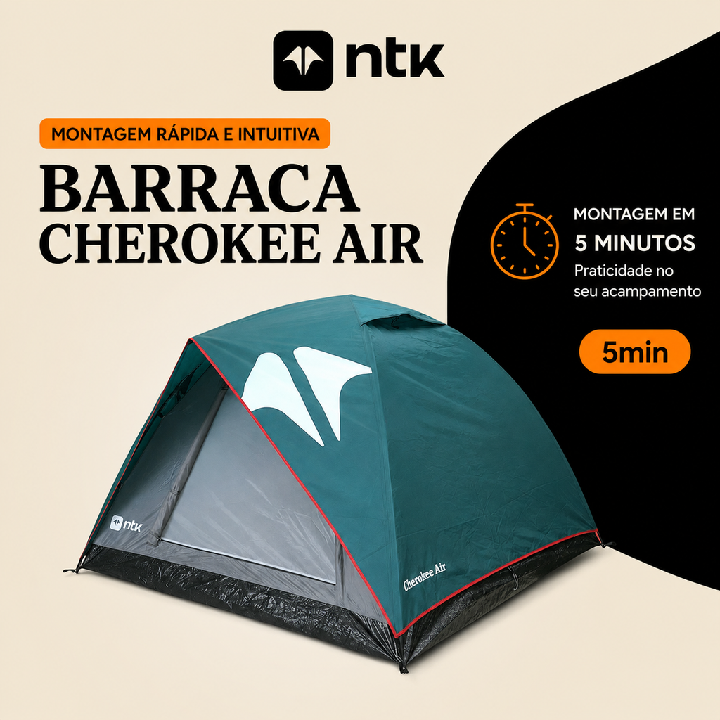 Barraca de Camping NTK Cherokee Air para 4 Pessoas Impermeável 1500mm