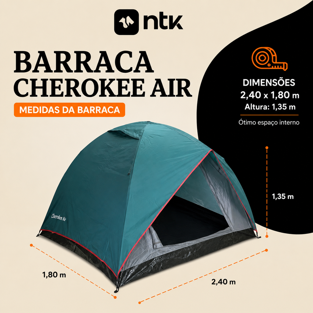 Barraca de Camping NTK Cherokee Air para 4 Pessoas Impermeável 1500mm