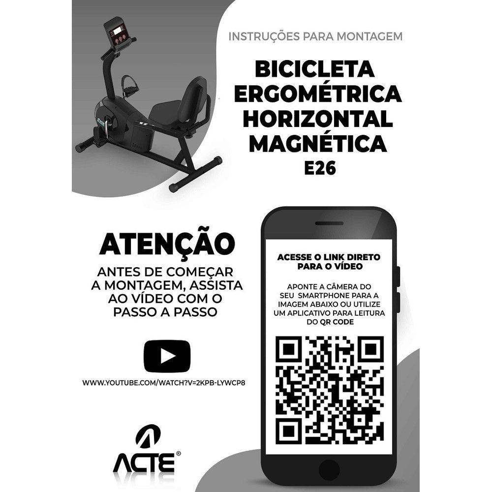 Bicicleta Ergométrica Horizontal Magnética E26 Acte Sports