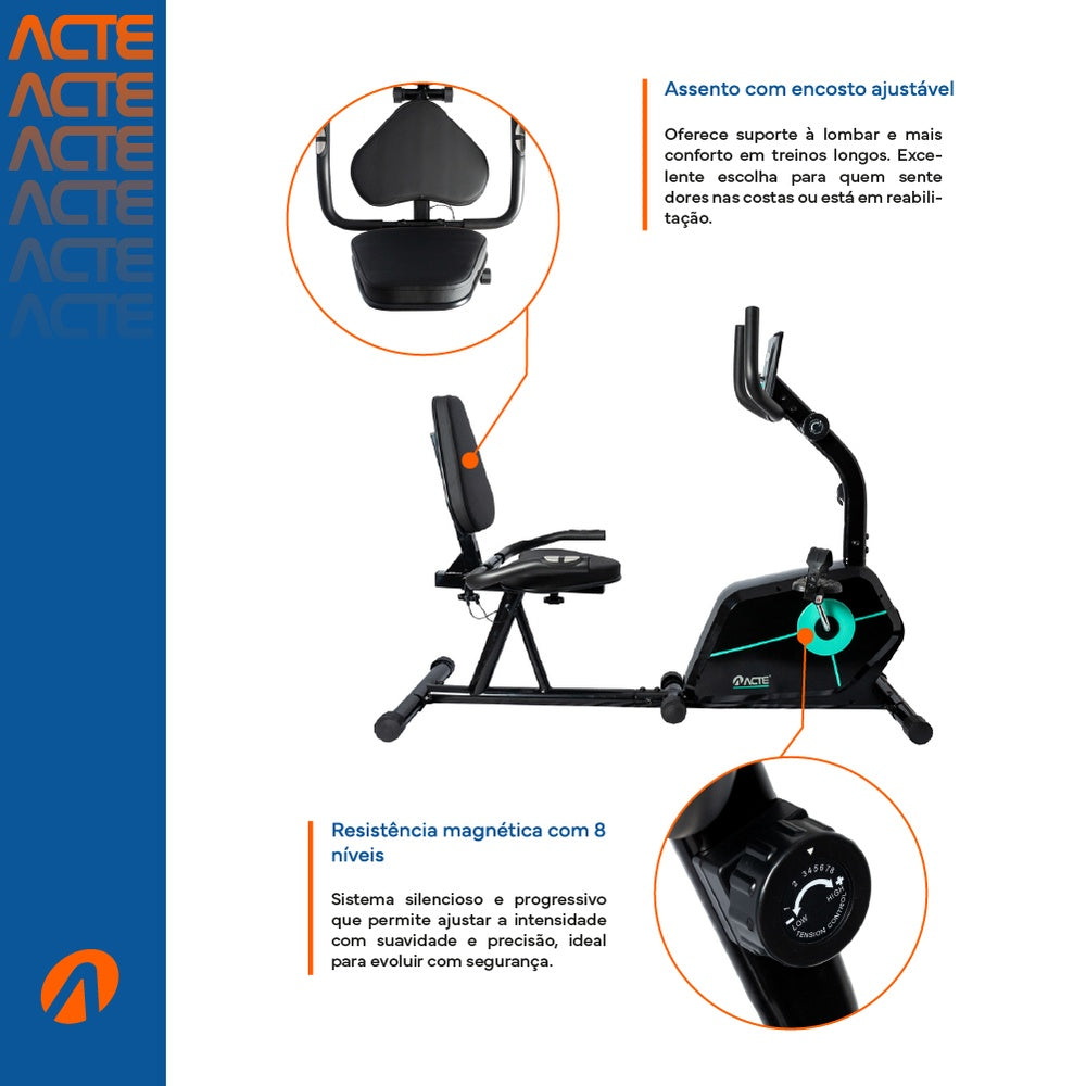 Bicicleta Ergométrica Horizontal Verde E29 Acte Sports