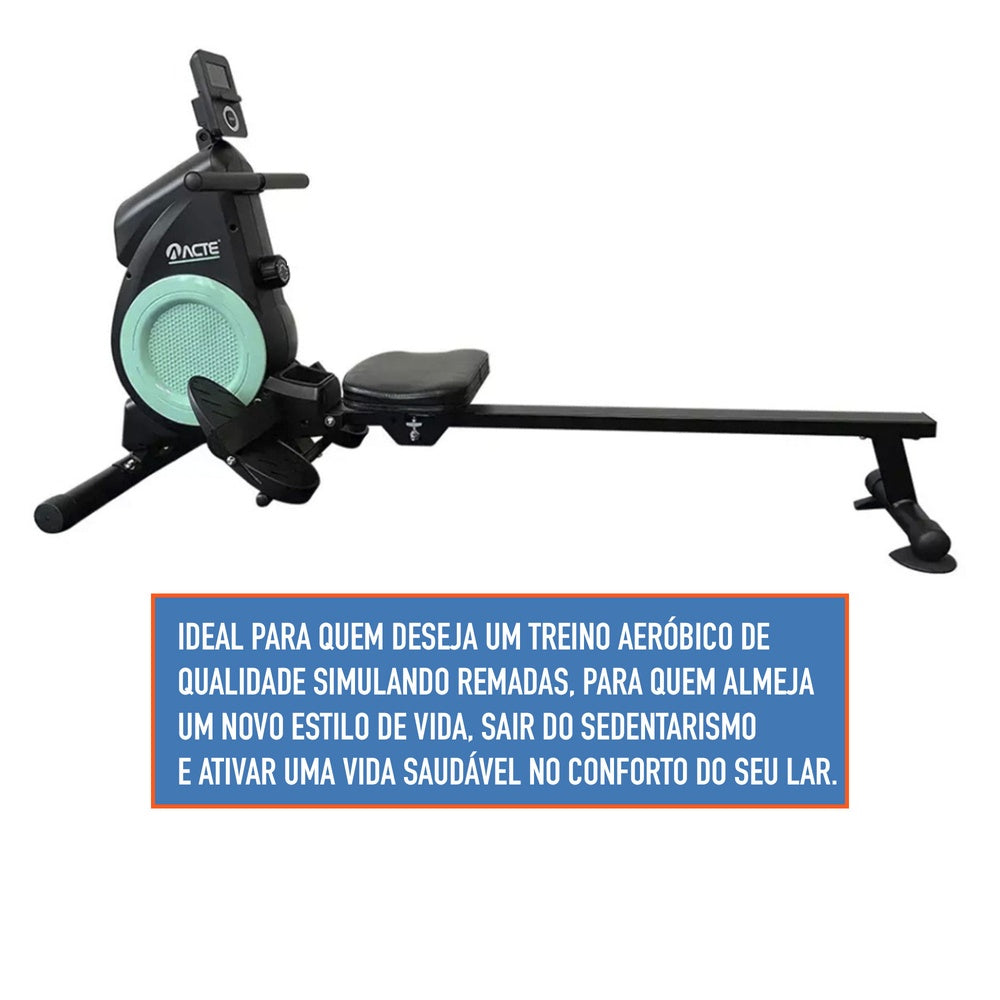 Simulador Remo Magnético E31, Musculação, Preto - Acte