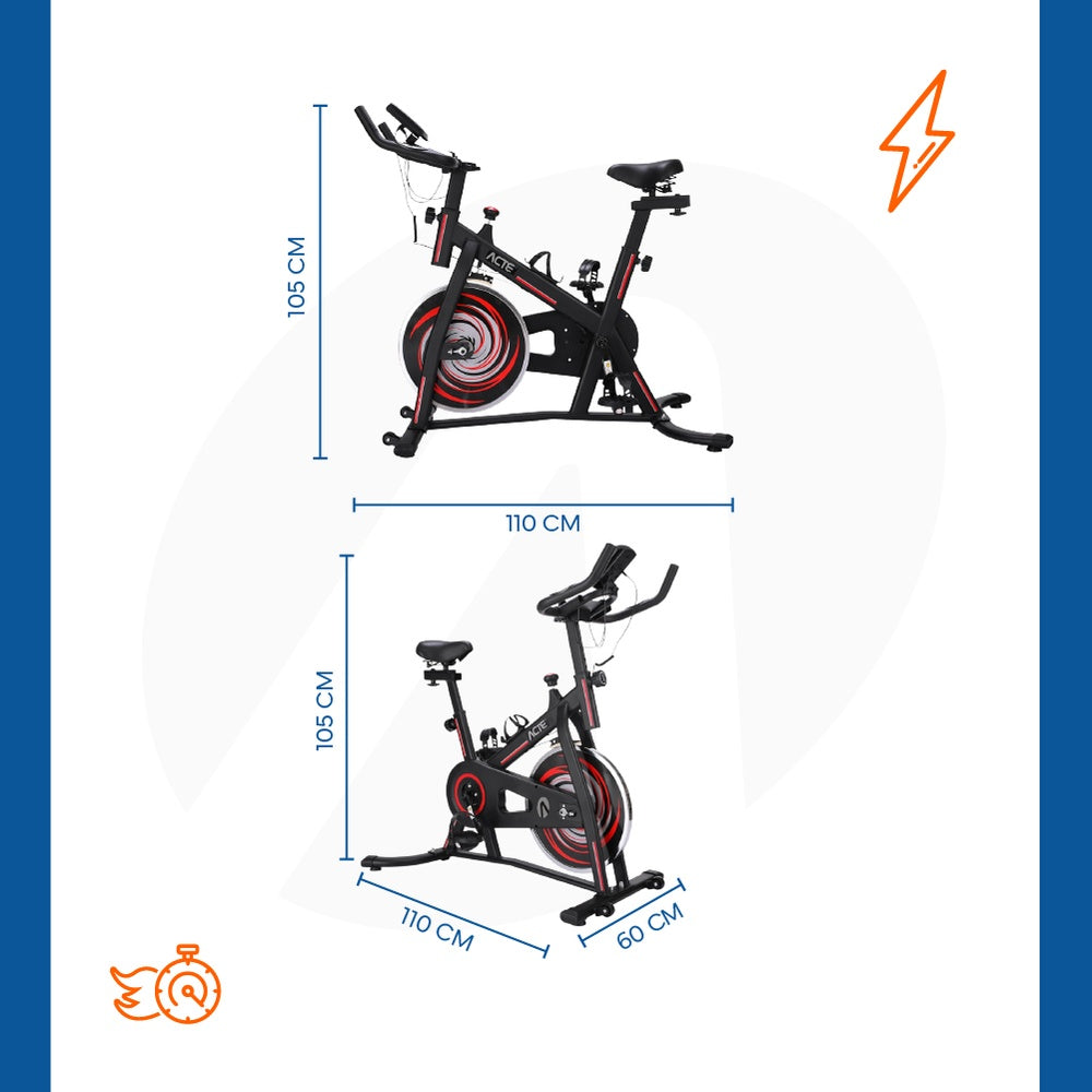 Bicicleta Spinning Vermelha E33 Acte Sports Roda de Inércia 6 kg