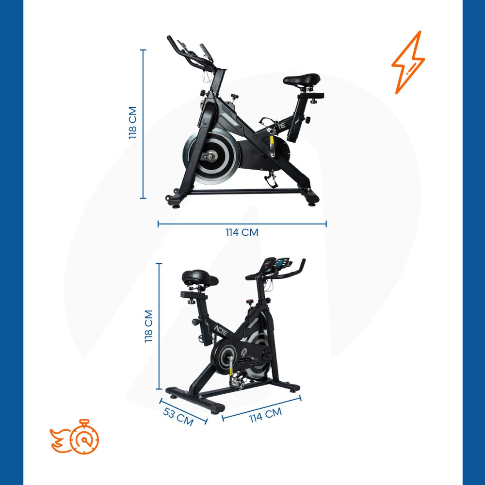 Bicicleta de Spinning Cinza E34 Acte Sports Roda de Inércia 10kg