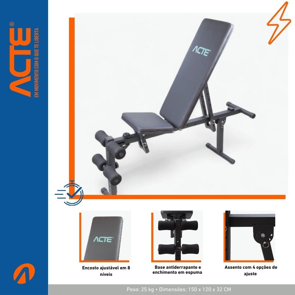 Banco Inclinado Ajustável E46 Acte Sports