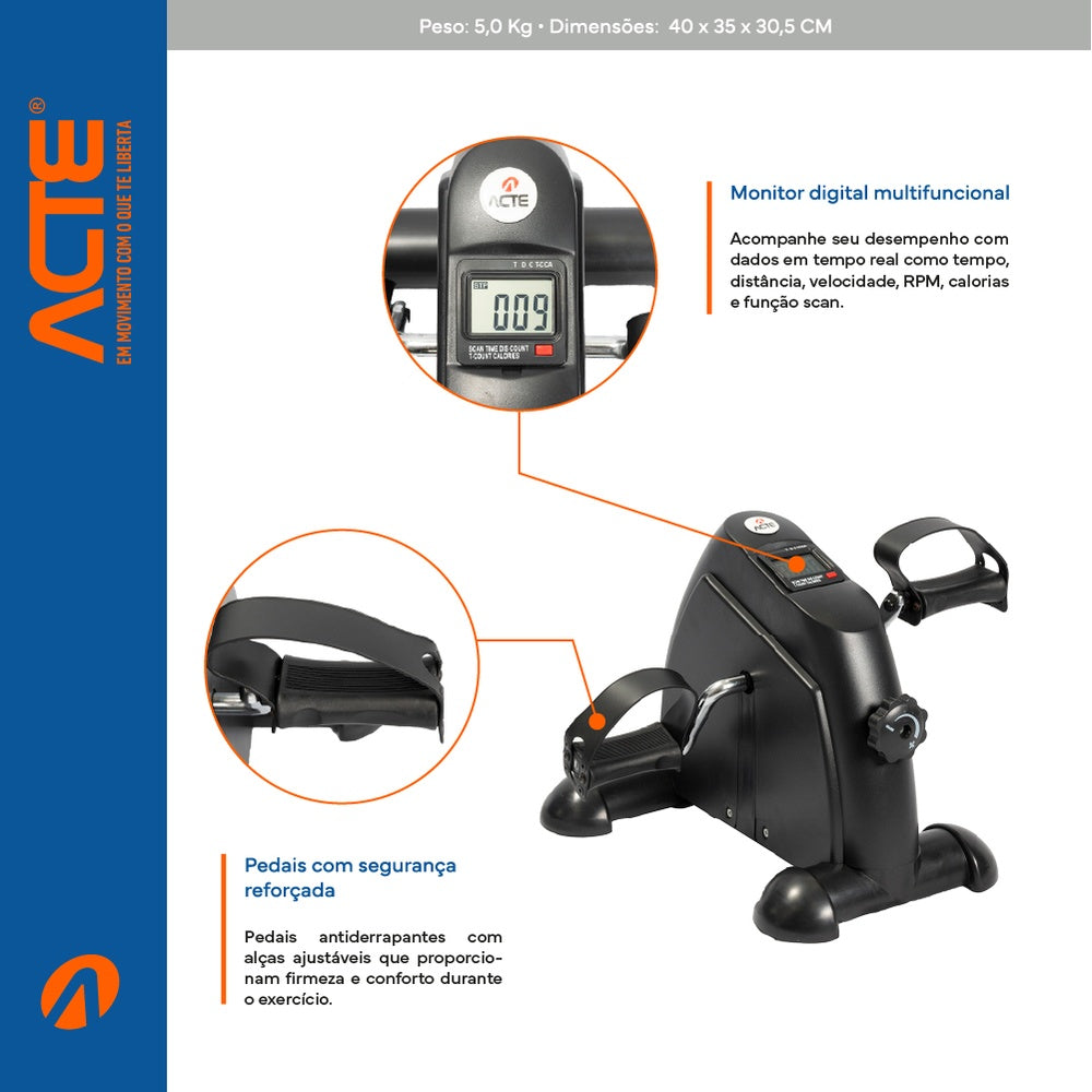 Mini Bicicleta Ergométrica Preta E5 Acte Sports