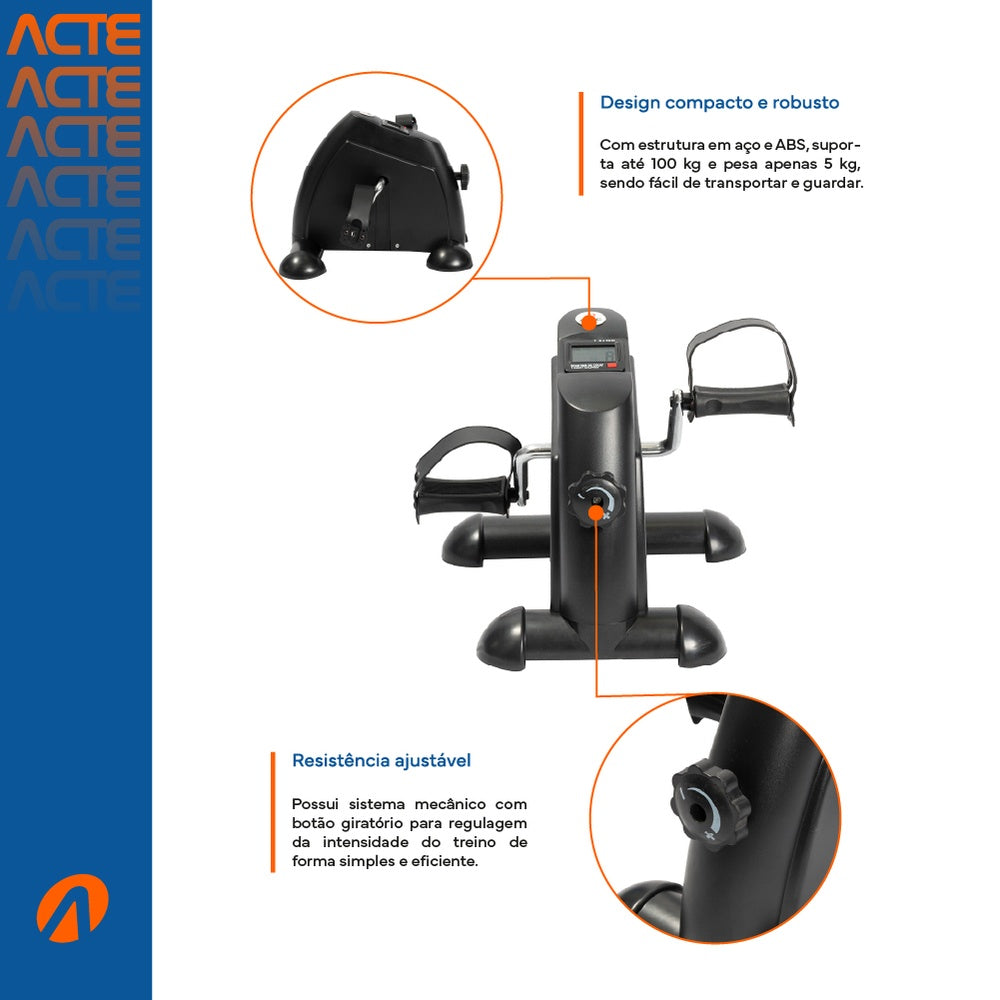 Mini Bicicleta Ergométrica Preta E5 Acte Sports