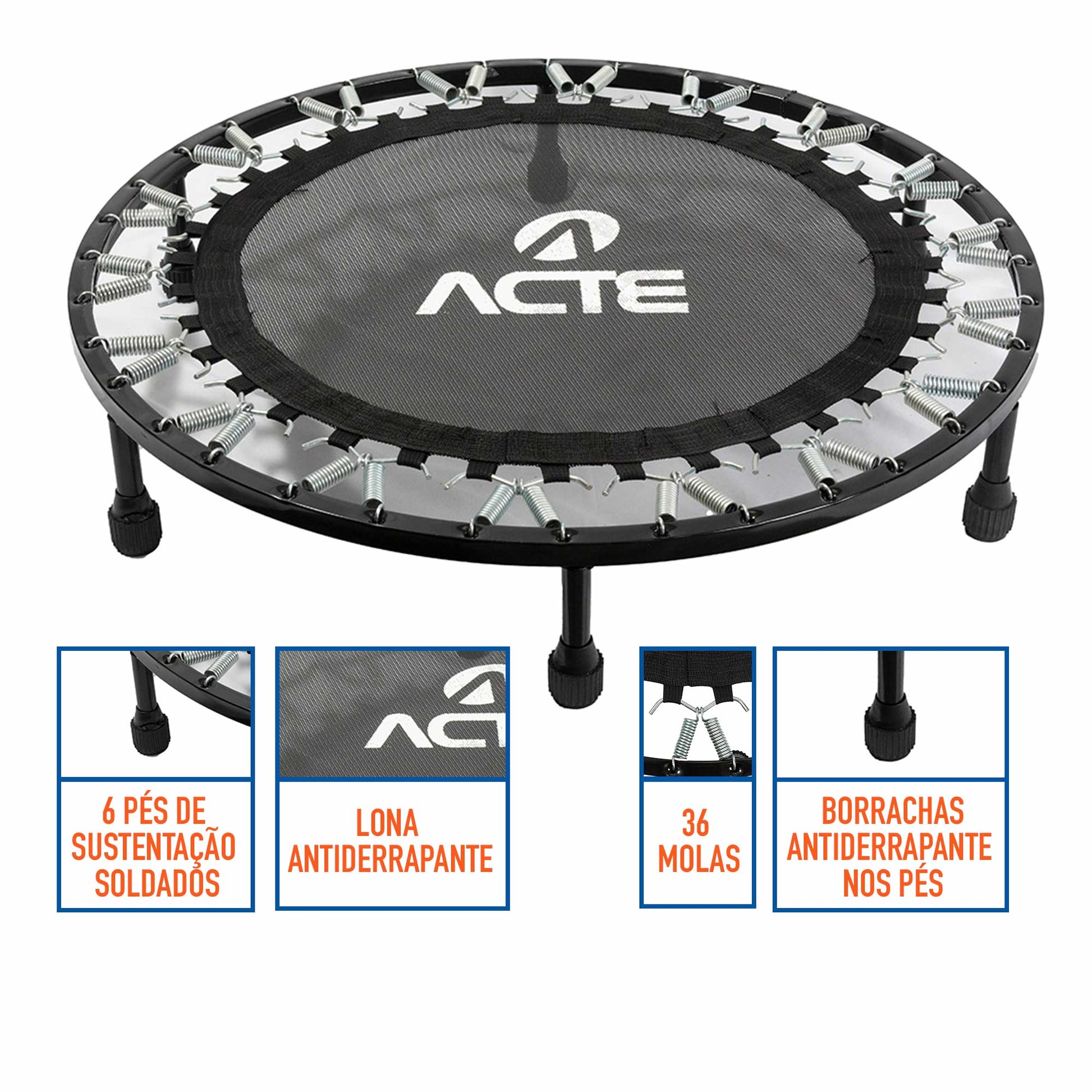 Jump Trampolim Profissional 36 Molas Preto E9 Preto Acte