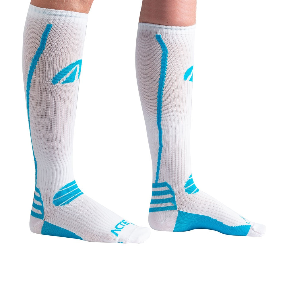 Par de Meias de Compressão, Branco e Azul, Tam 33-38, F1-BA, Acte Sports
