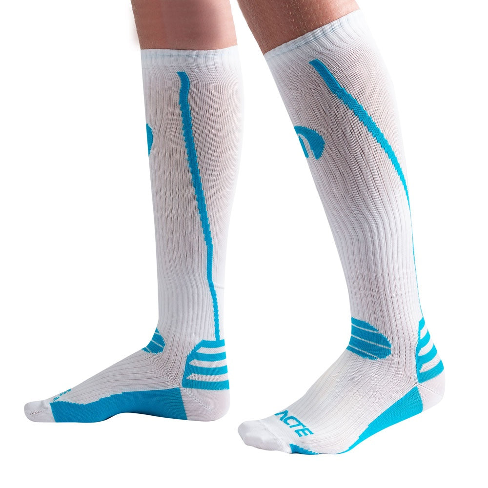Par de Meias de Compressão, Branco e Azul, Tam 33-38, F1-BA, Acte Sports
