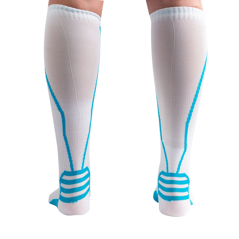Par de Meias de Compressão, Branco e Azul, Tam 33-38, F1-BA, Acte Sports