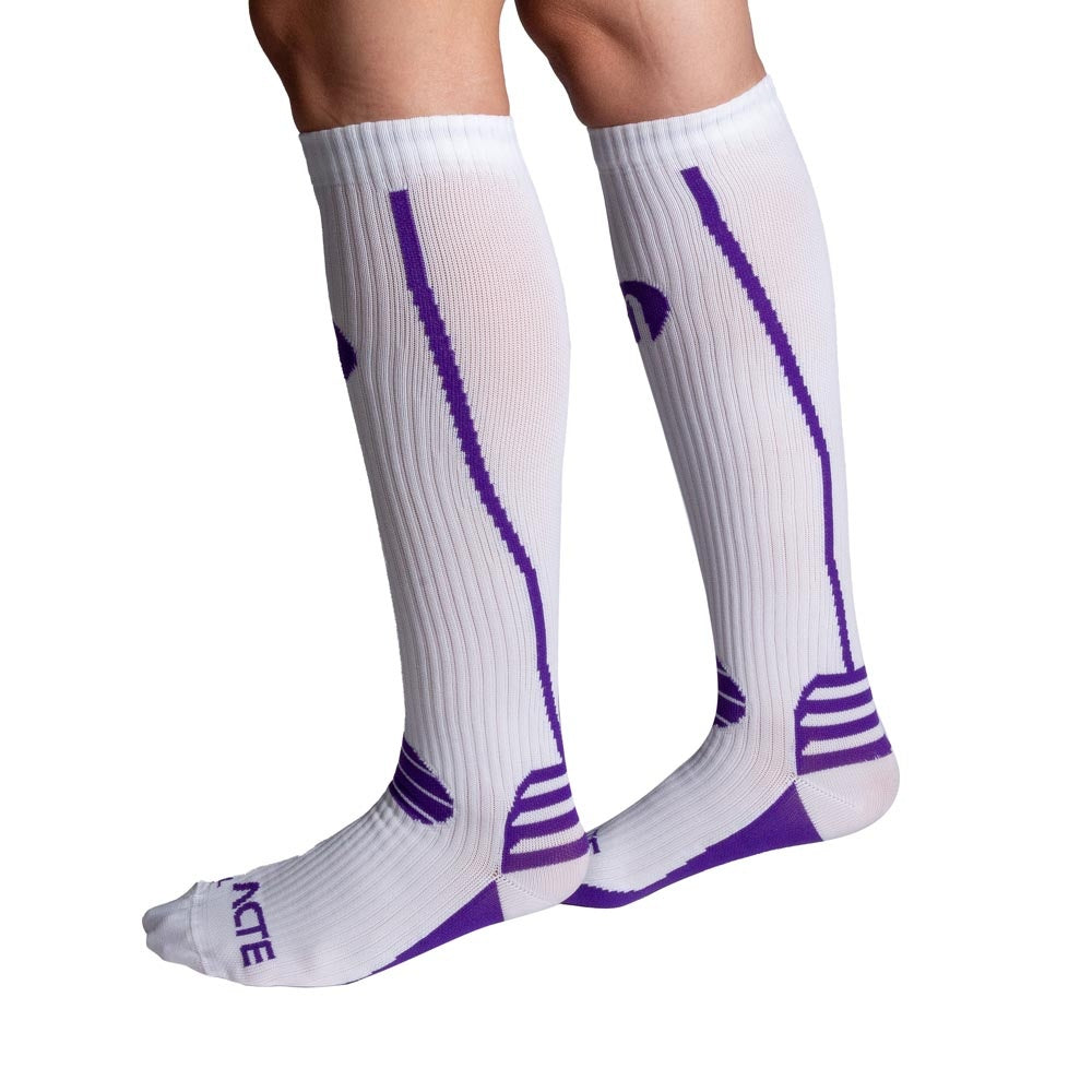 Par de Meias Compressão Algodão F1-BRX Branco e Roxo Acte