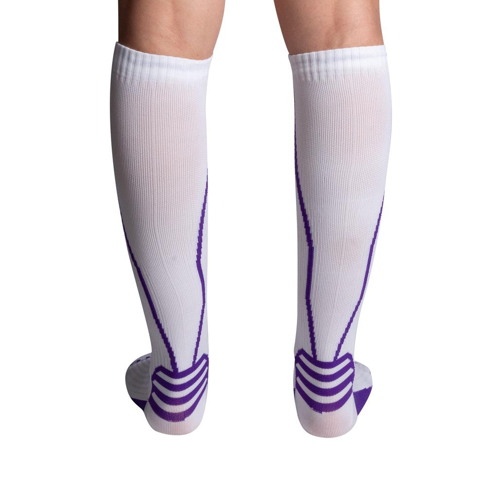 Par de Meias Compressão Algodão F1-BRX Branco e Roxo Acte