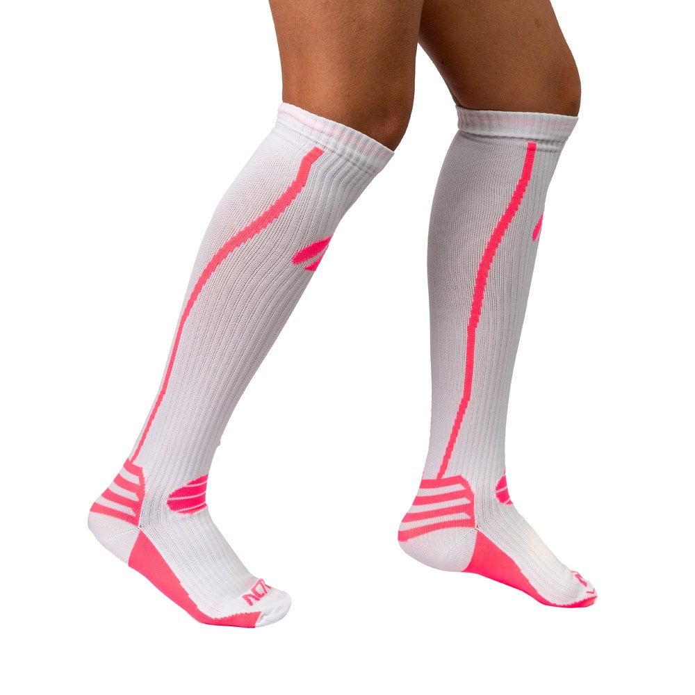 Par de Meias Compressão Algodão F1-BR Branco e Rosa Acte