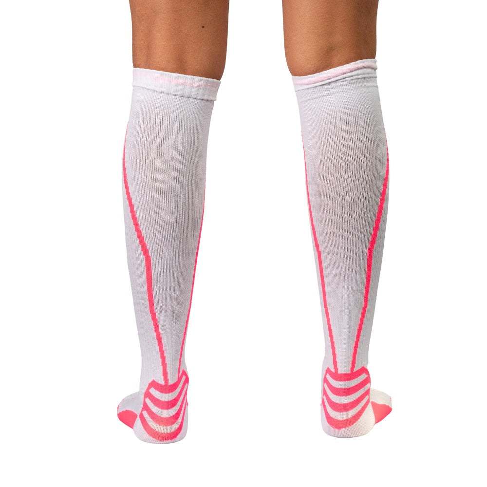 Par de Meias Compressão Algodão F1-BR Branco e Rosa Acte