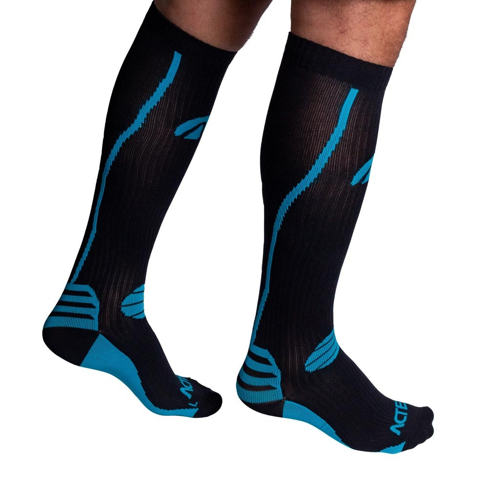 Par de Meias Compressão Algodão F1-PA Preto Azul Acte